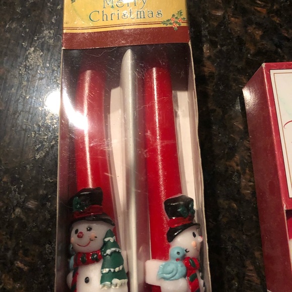 Christmas Candles 10” Taper Snowman Red Frosty - Picture 8 of 8